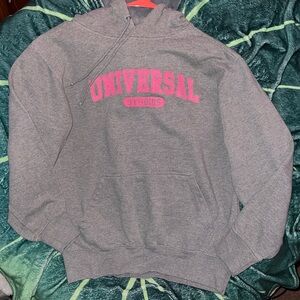 Gray Hoodie with Pink Universal Studios Logo